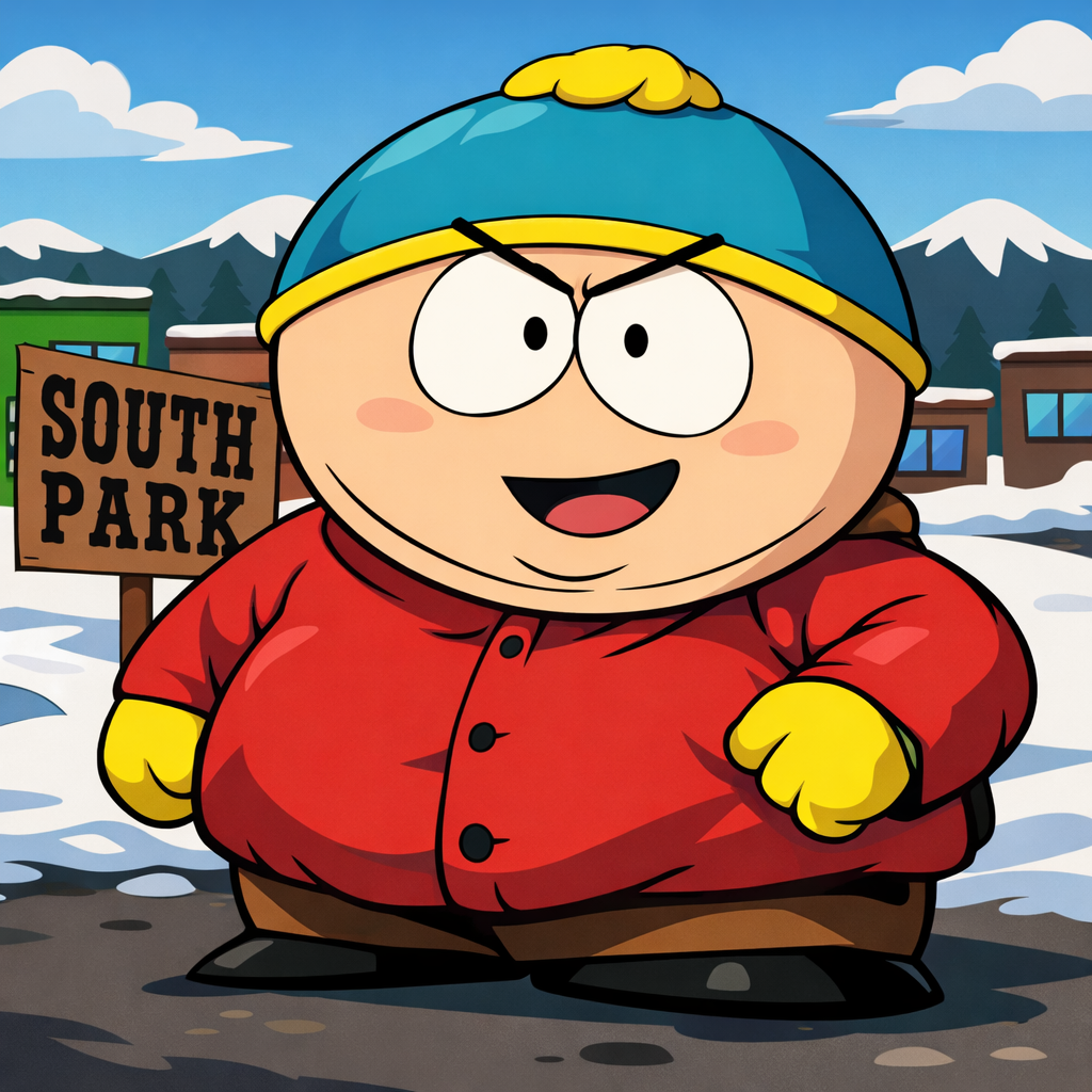 Generated image for: Generate image with a cel-shaded fanart of Eric Cartman from South Park